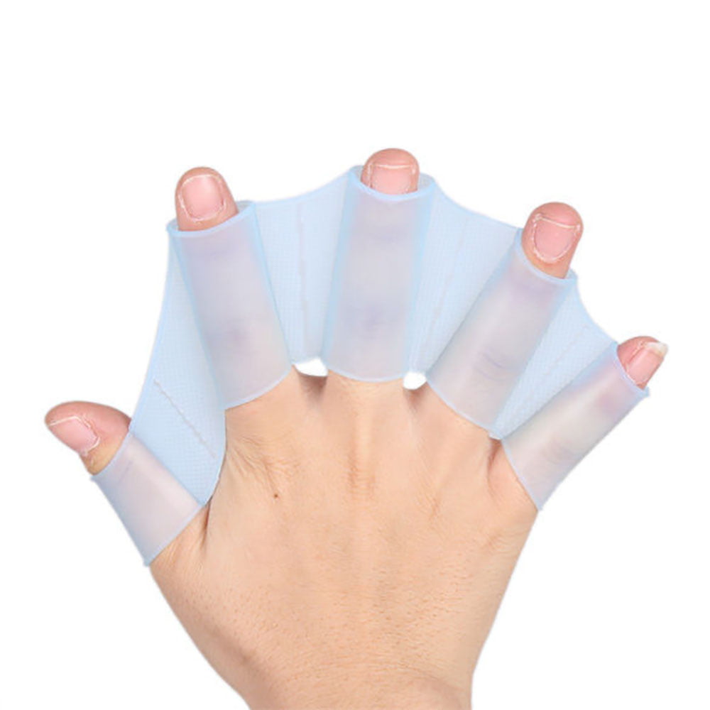 Silicone Hand Swimming Fins Flippers Swim Palm Finger Webbed Gloves Paddle Favor 