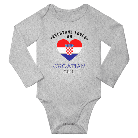 

Everyone Loves An Croatian Girl Baby Long Slevve Rompers Bodysuit (Gray 6-12 Months)