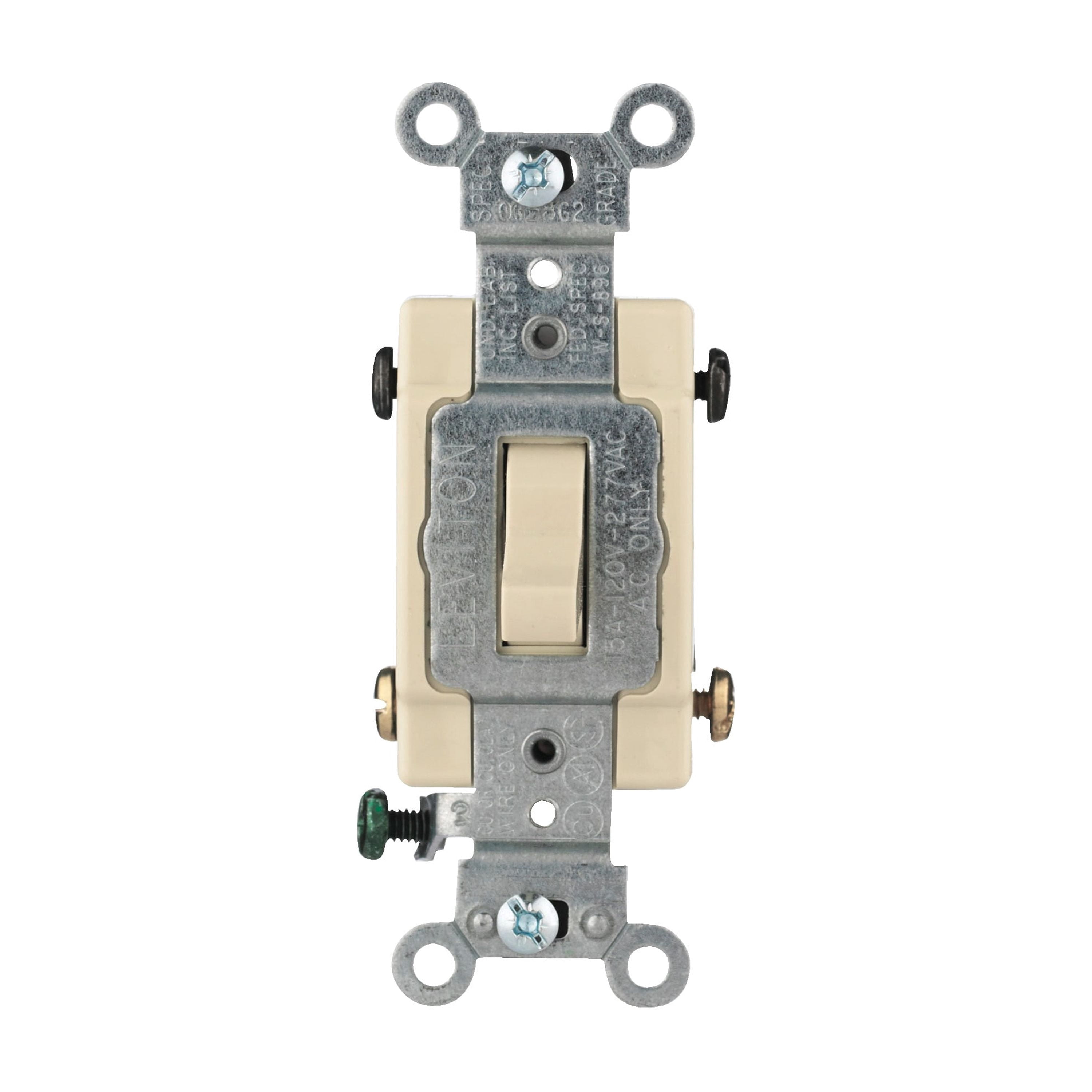 Hyper Tough Grounding Single Pole Switch, Light Almond, 15A, 53140