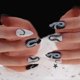 thumbnail image 3 of UBIUO 24pcs Matte Fake Nails Medium Almond Acrylic Nails Art Punk False Nails for Party and Home DIY (Black & White)Note:No glue., 3 of 4