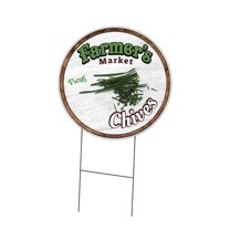 16 in. Double Sided Corrugated Circular Plastic Sign - Farmers Market Chives