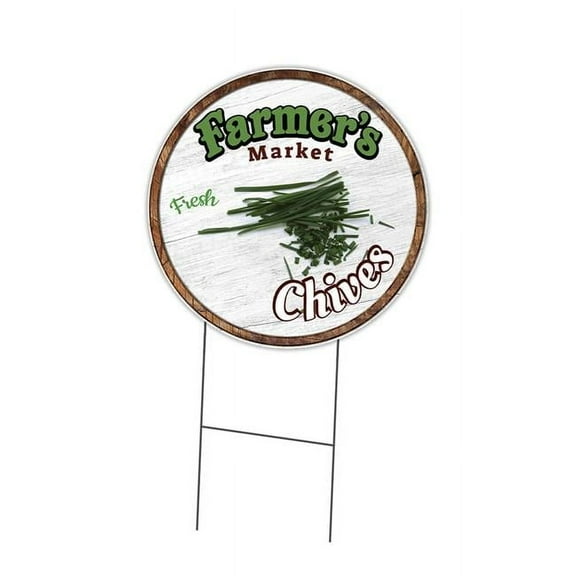 16 in. Double Sided Corrugated Circular Plastic Sign - Farmers Market Chives