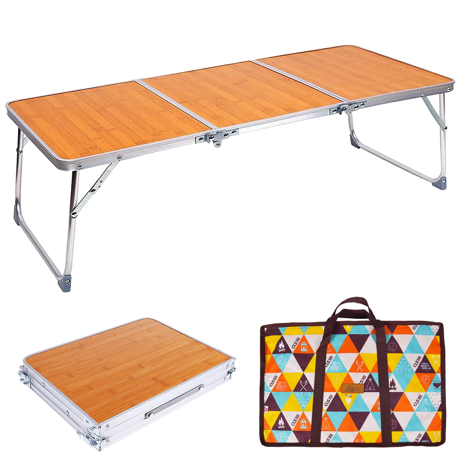Small Folding Camping Table Portable Aluminium Picnic Dinner Table Sofa Bed Tray 