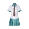 thumbnail image 2 of 3PCS Womens School Uniform Cosplay Set, Short Sleeve Button Shirt with Necktie and Pleated Plaid Skirt, Japanese Anime Fancy Dress Outfit for Halloween Party Show, 2 of 5