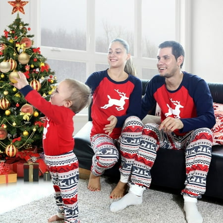

BULLPIANO Christmas Mom Dad Kids Family Matching Pajamas Sets 2Pcs Women Men Xmas Jammies Sleepwear Loungewear