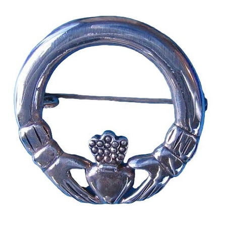 Love! Celtic Sterling Silver Claddagh Brooch Pin | 1 Inch | 10107