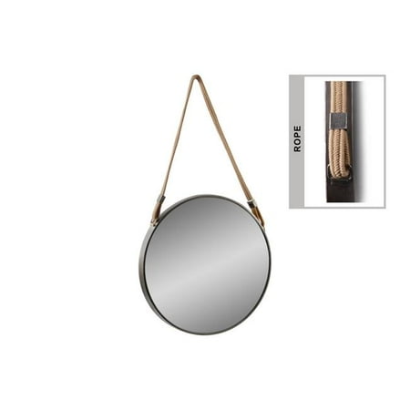 Benjara Bm219143 Round Metal Encased Wall Mirror With Rope Hanger 44 Black Silver Canada Benjara Bm219143 Round Metal Encased, Black Round Wall Mirror With Rope