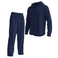 thumbnail image 1 of DHFJKG Tracksuit 2 Piece Set For Men Linen Casual Suit Solid Color Hooded Long Sleeve Pullover Loose Fit Pants Lightweight Versatile Outfit, 1 of 4