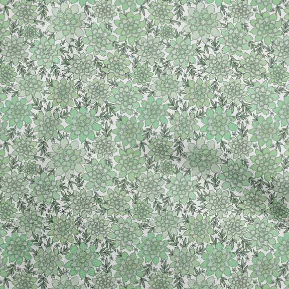 oneOone Polyester Spandex Sea Green Fabric Floral Retro Dress Material Fabric Print Fabric By The Yard 56 Inch Wide