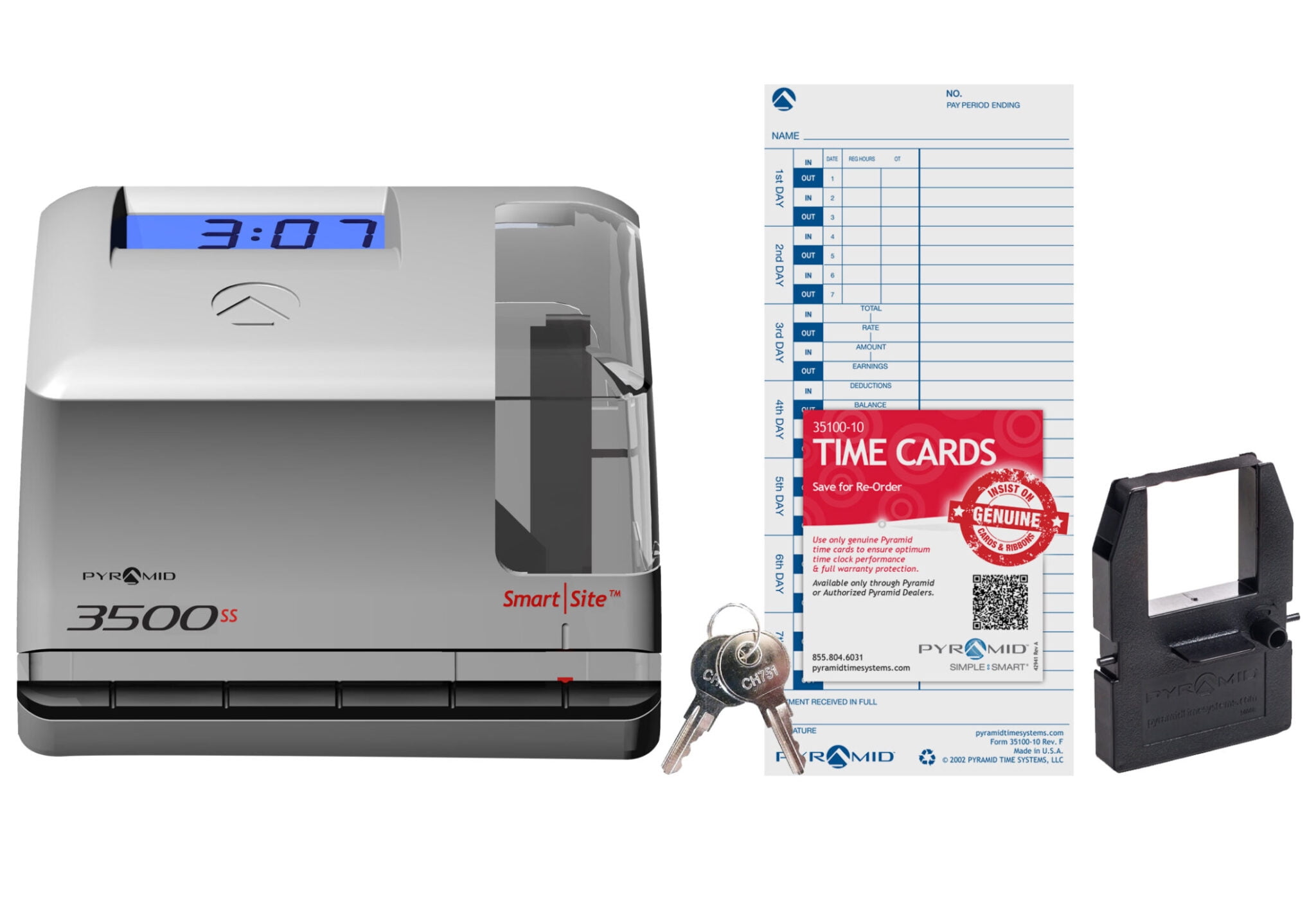 Pyramid Time Systems, 3500ss Time Clock & Document Stamp, includes