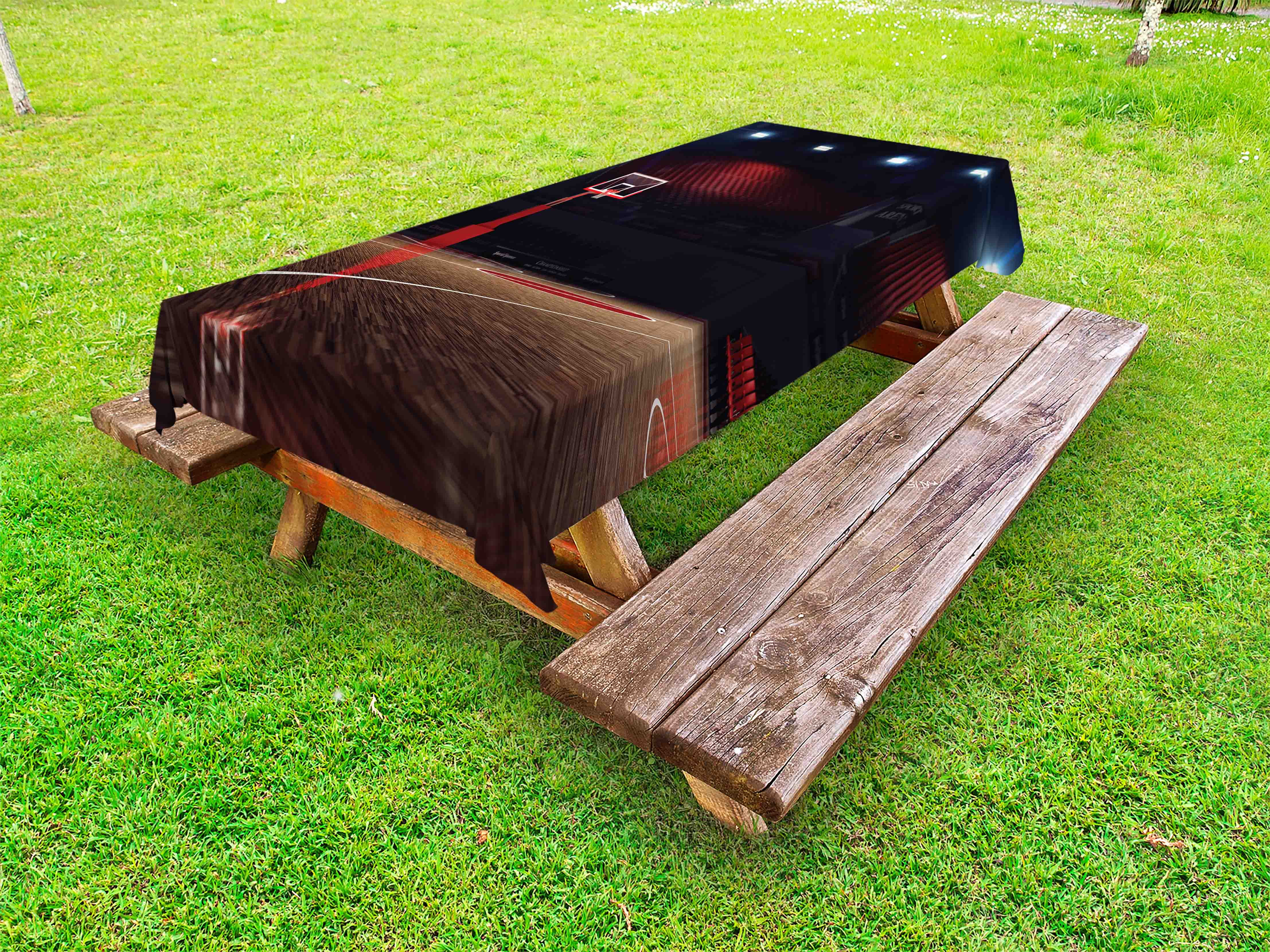 Basketball Outdoor Tablecloth, Picture of Empty Basketball Court Sport