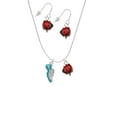 thumbnail image 2 of Delight Jewelry Silvertone Running Shoe Teal Red Lucky Ladybug Necklace and Dangle Earrings Set, 2 of 6