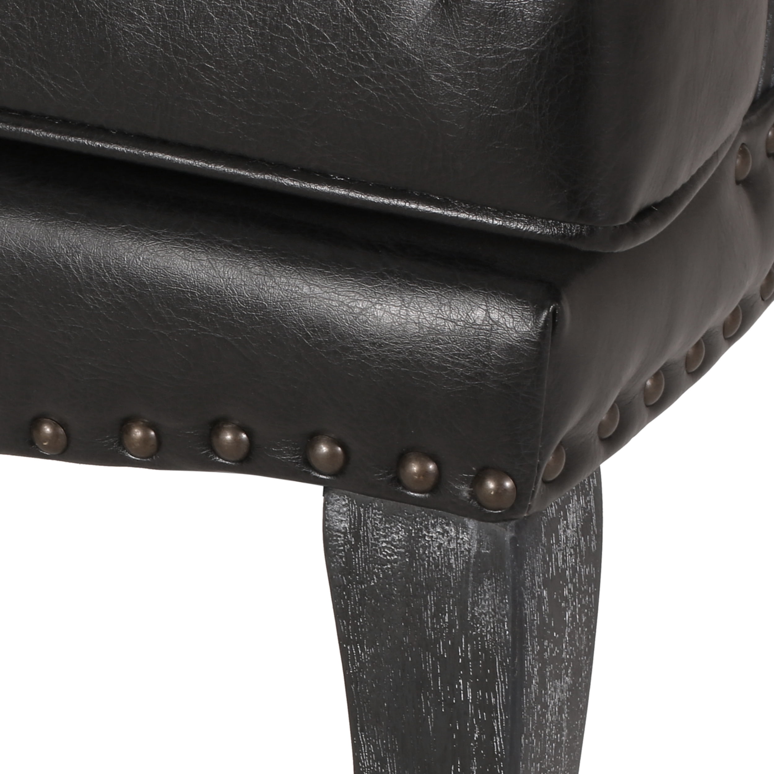 Noble House Ardson Faux Leather Dining Arm Chair, Set of 4, Midnight Black and Gray