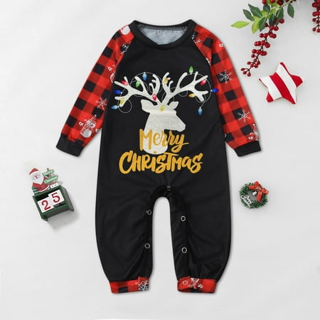 

ERTUTUYI Christmas Baby Pajamas For Family Matching Christmas Pjs Sets Xmas Print Plaid Holiday Pjs Sleepwear Plaid Christmas Pajamas Black 80