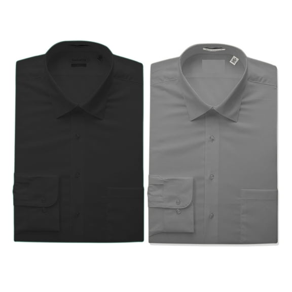 Men's Boltini Italy Long Sleeve Cotton Blend Dress Shirt 2 PK Grey Black