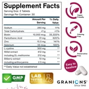 Granions Biotin 10,000 mcg Hair, Skin and Nails Pills - Selenium, Zinc, Millet, Bilberry Extracts, Aminos - 60 Tablets