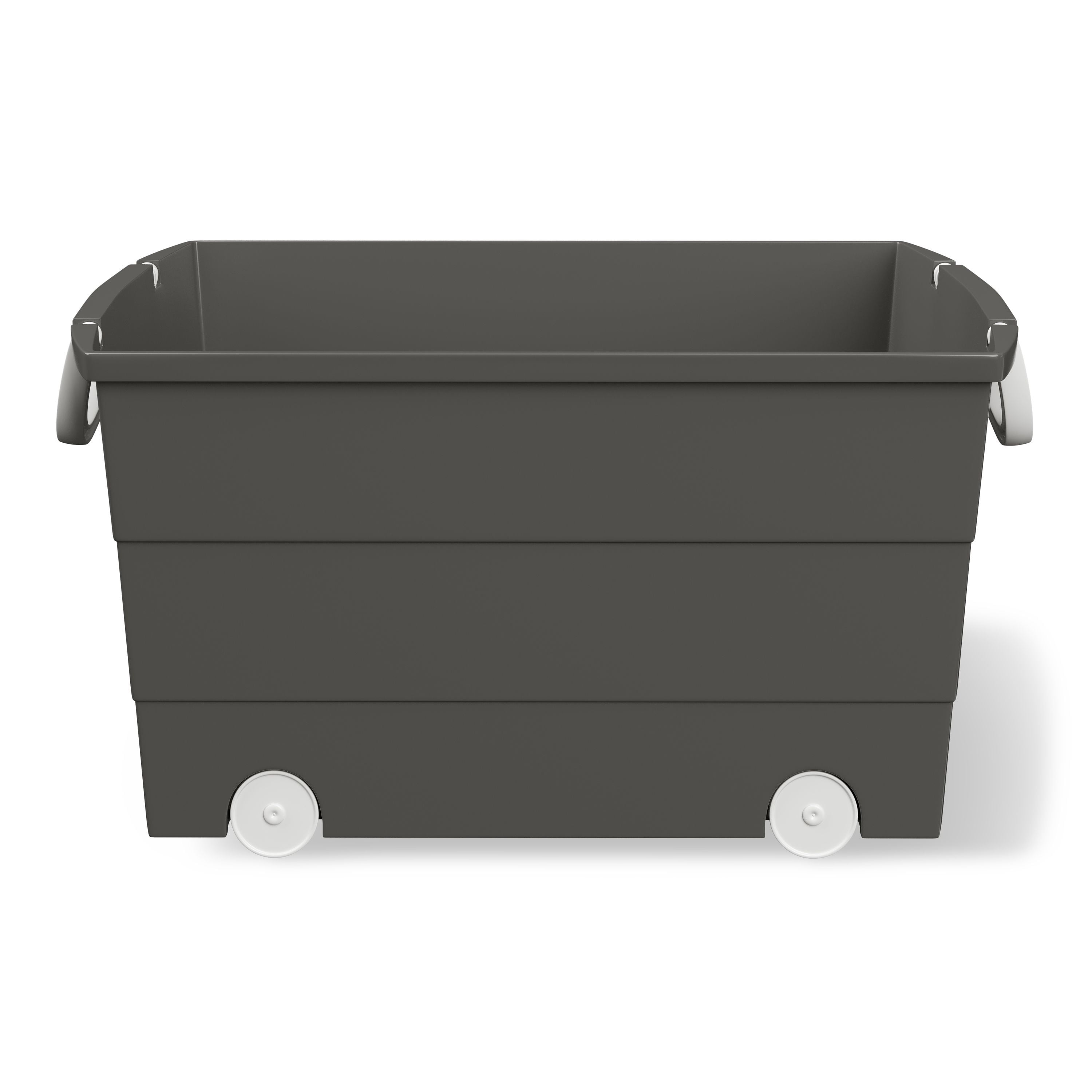 Mainstays Kids Large Gray Plastic Stackable Rolling Toy Storage Basket with Handles