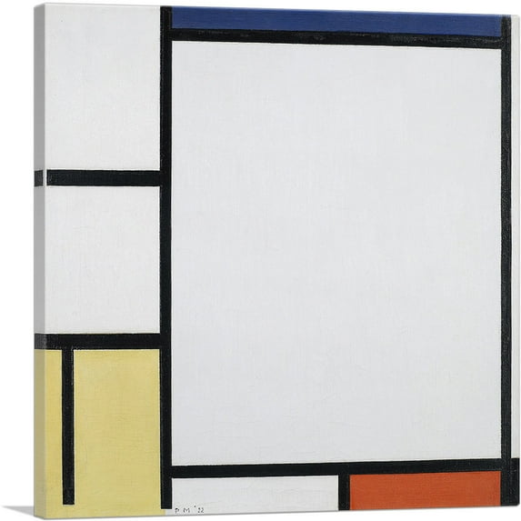 ARTCANVAS Composition with Blue, Red, Yellow, and Black 1922 Canvas Art Print by Piet Mondrian - Size: 12" x 12" (1.50" Deep)