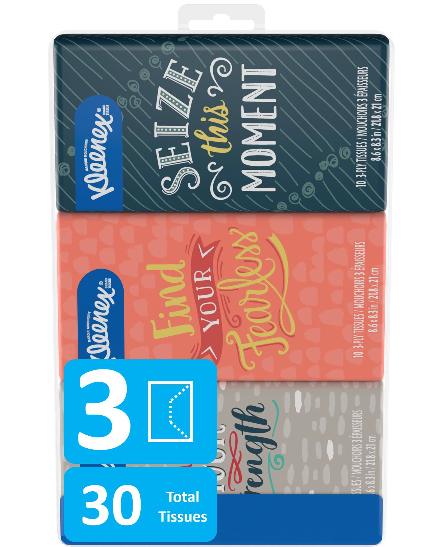 Kleenex Go Packs Facial Tissues, 10 Tissues per Pack, 3 Pack (30