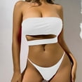 thumbnail image 2 of WREESH Womens Bandeau Bikini Sets Solid Color Swimwear Two-Piece Slim Swimsuit Bikini Straped Swimsuits Beach Bathing Suit White, 2 of 6