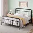 thumbnail image 2 of Einfach Queen Size Metal Bed Frame with Victorian Vintage Headboard, 12.4" Under-bed Storage Space, Black, 2 of 7