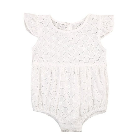 

Newborn Baby Hollow Bodysuit Cotton Ruffled Flying Sleeve Romper For Boys And Girls