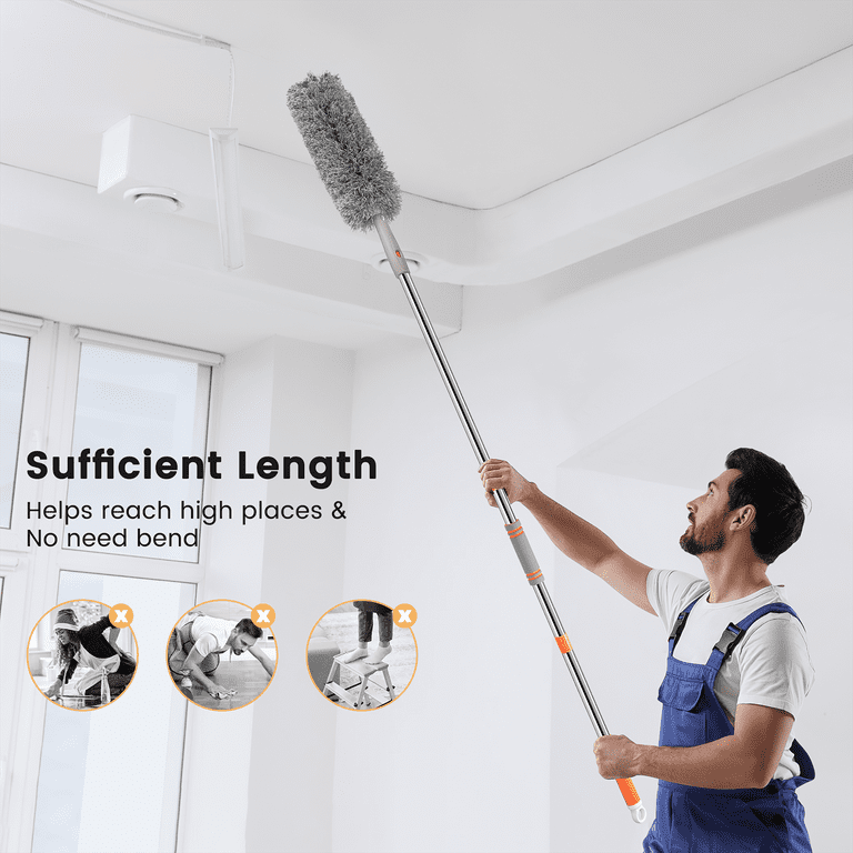Happylost Shower Cleaning Brush with Long Handle, 3 in 1 Tub and Tile  Scrubber Brush with 50.4'' Extendable Long Handle Detachable Stiff Bristles