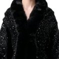 thumbnail image 4 of Levmjia Women Sequined Shawl Solid Wrap Cape Thick Warm Loose Swing Outerwear Elegant Evening Cover Up Autumn Winter Party Daily, 4 of 5