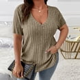 thumbnail image 4 of Naotn Summer Ribbed Tops for Women Fashion Casual V Neck Short Sleeve Shirts Trendy Holiday Tunic Blouses, 4 of 7
