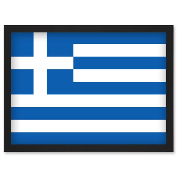 Greece National Flag Patriotic Vexillology World Flags Country Region Poster Artwork Framed Wall Art Print A4