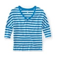 thumbnail image 1 of Aeropostale - Playera gráfica de manga 3/4 con cuello en V para mujer, azul, XS Aeropostale Camiseta gráfica, 1 of 1
