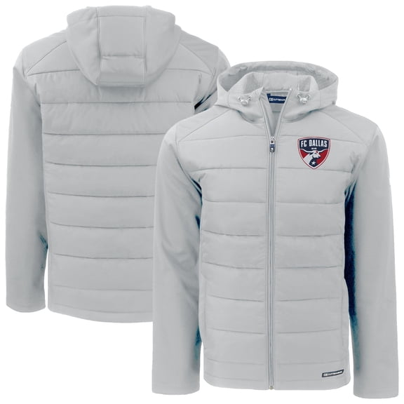 Men's Cutter & Buck  Gray FC Dallas Evoke Hybrid Eco Softshell Recycled Full-Zip Jacket