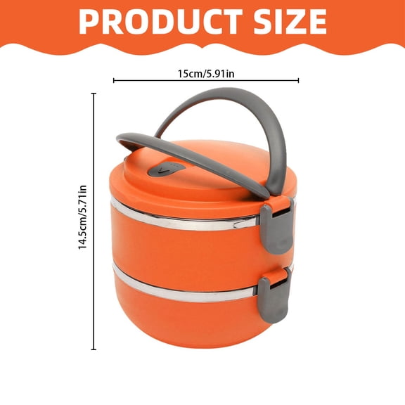 Double-Layer Stainless Steel Insulated Lunch Box - Portable Food Container with Vacuum Insulation - Orange