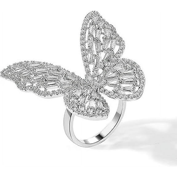 Zion Jewels 4.49Ct Round Cut White Diamond Butterfly Ring 14K White Gold Plated 925 Sterling Silver Best Gift For Her (8)