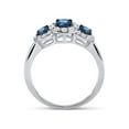 thumbnail image 3 of 10kt White Gold Round Blue Color Enhanced Diamond 3-stone Bridal Wedding Ring 1 Cttw, 3 of 4