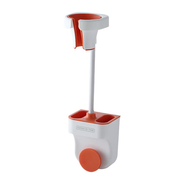Billuyoard Cabezal de ducha Montaje en pared Universal ajustable con cuello de ganso flexible Ranuras de almacenamiento Gancho Soporte para boquilla de Accesorios de baño Naranja Billuyoard HA027295-01