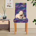 thumbnail image 4 of Yayeee 4 Pack Dining Chair Covers Stretch Parson Chairs Slipcovers Seat Protector, Purple Waves Pattern, 4 of 6