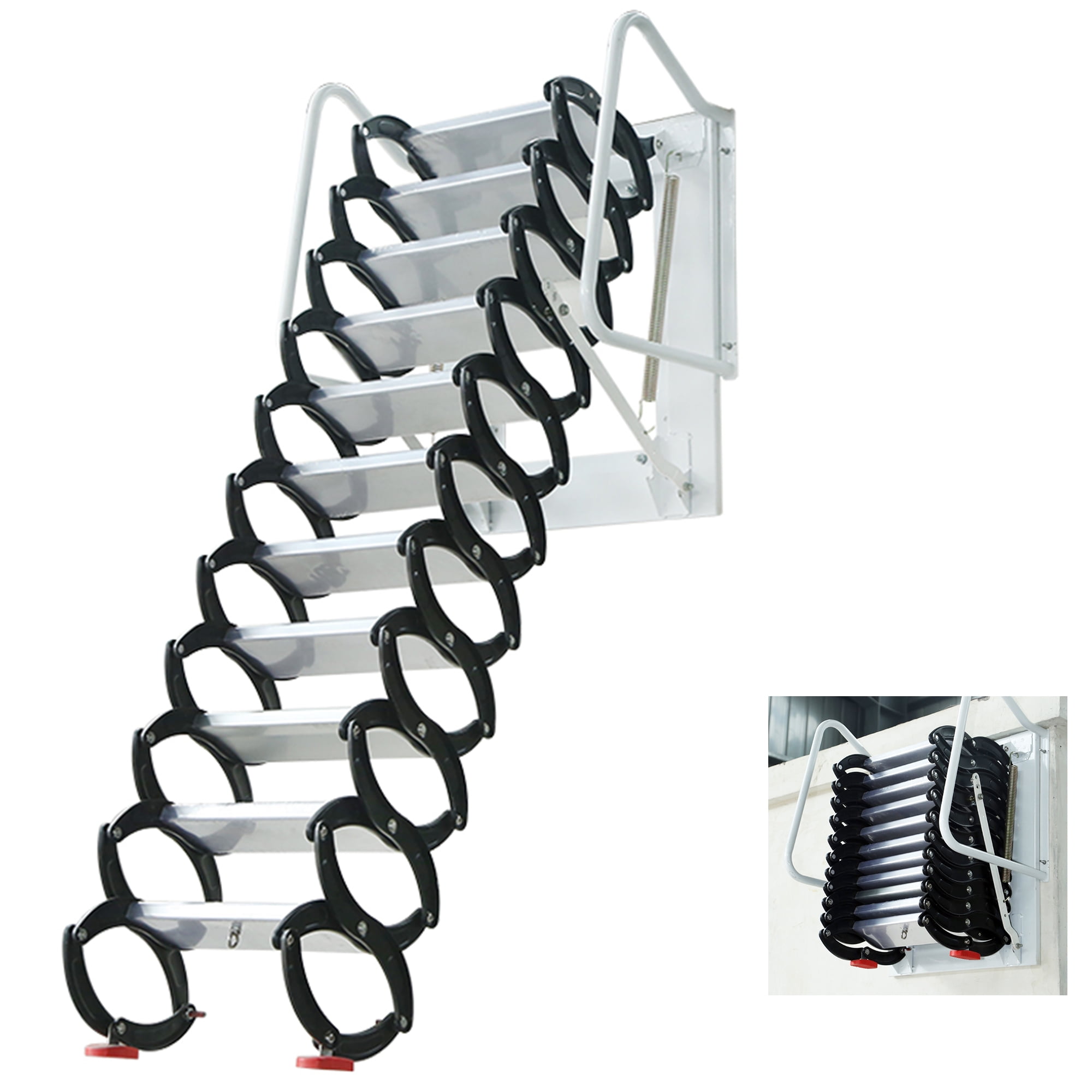 INTBUYING Attic Extension Loft Ladder Stairs Wall Mounted Folding