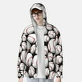 thumbnail image 3 of Pofeuu Cute Baseball Print Sun Protection Outdoor Lightweight Full Zip UV Cooling Hoodie Long Sleeve Summer Clothing for Outdoor Hiking-Small, 3 of 5