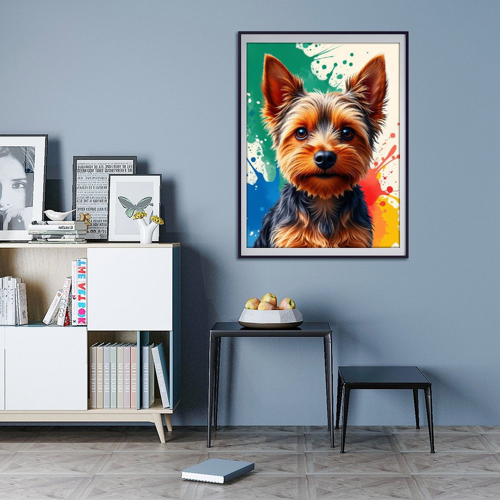 Diamond Art Kit for Adults, Yorkie Vivid Artistic Portrait Diamond Painting for Adults Beginners, 5D DIY Diamond Art Painting Kits, Colorful Diamond Painting Craft for Home Decor 12x16