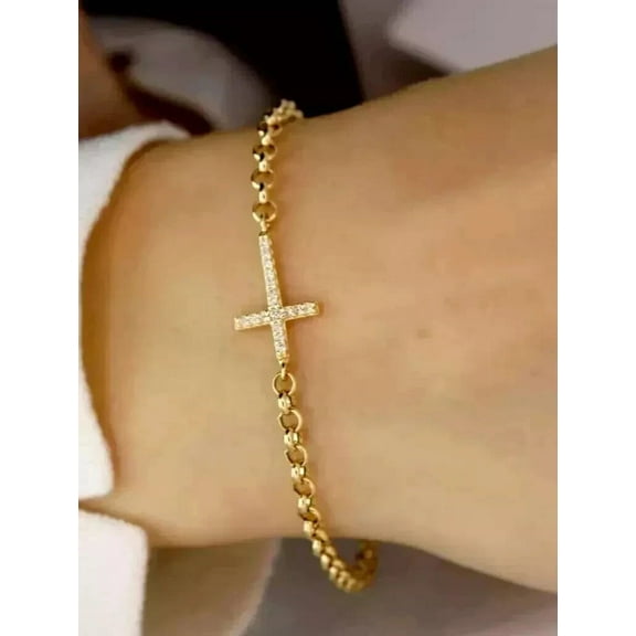 1Ct Round Cut White Lab Created Diamond Women's Tennis Bracelet 14K Yellow Gold Plated