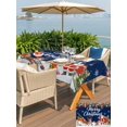 thumbnail image 4 of Outdoor Tablecloth with Umbrella Hole and Zipper, Navy Blue Christmas Rectangle Table Cloth 60x102 Inch Waterproof Tablecloth, Santa Elk Gifts Snowflake Winter Xmas Tree Picnic Table Cover for Patio, 4 of 7