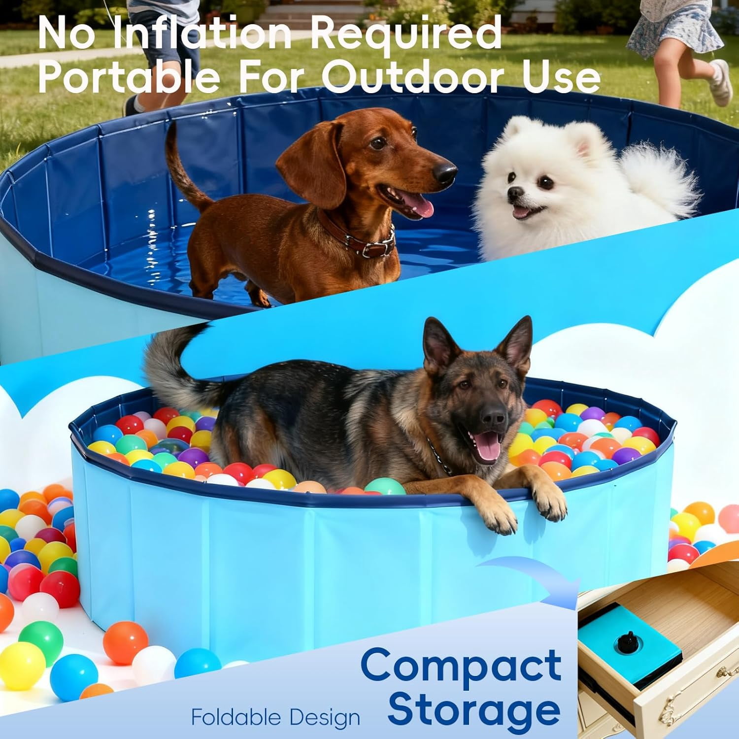 Dog Ball Pit with 75 Balls Included,Cat Ball Pit & Dog Pool 2-in-1 for Puppies Small Dogs Cats, Portable Pet Playpen Pool Indoor Outdoor(S+75 Balls)