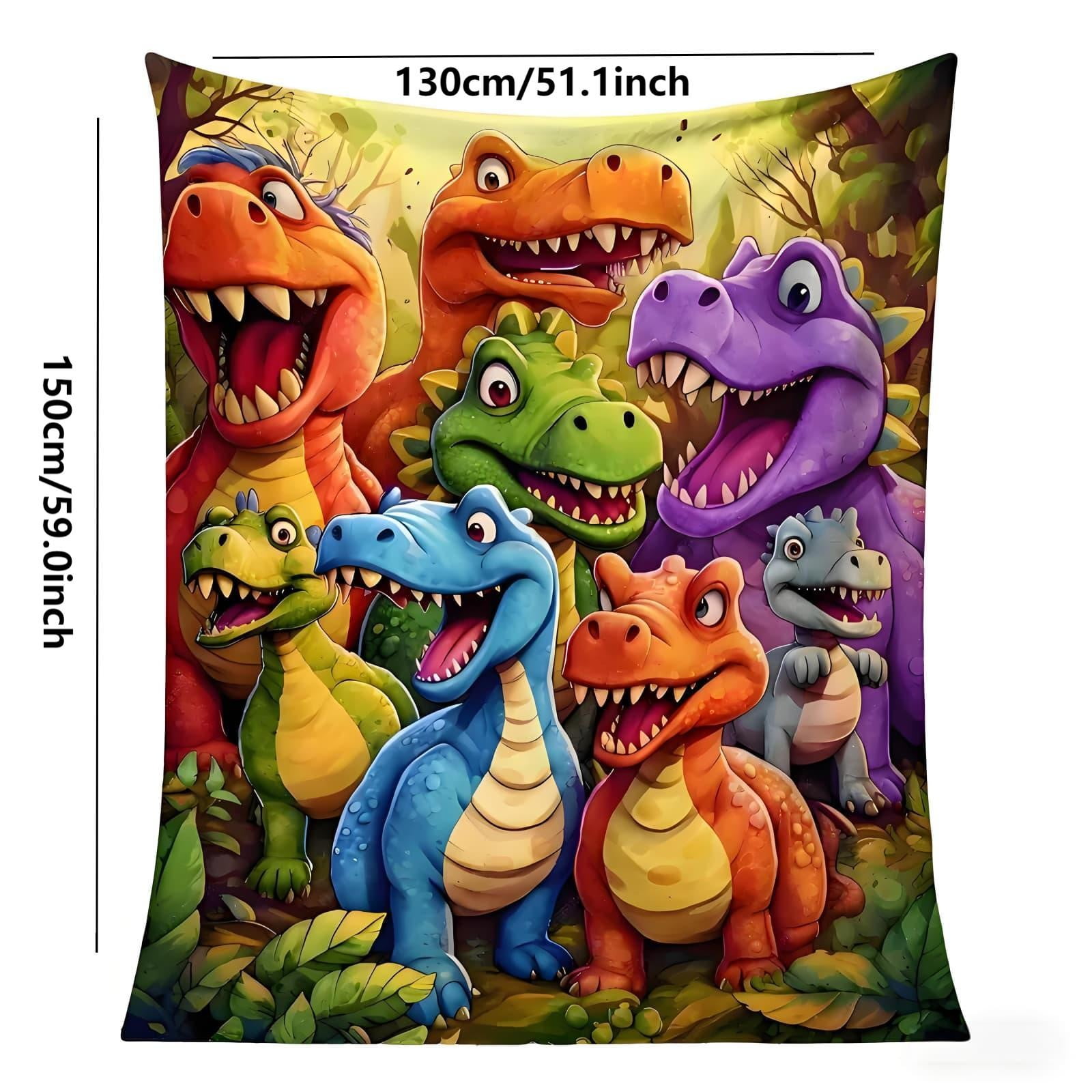 2026 New Dinosaur Blanket for Boys, Cute Smiling Dinosaurs Hd Digital Print Flannel for Boys and Girls, Contemporary Animal Theme, 50x60in
