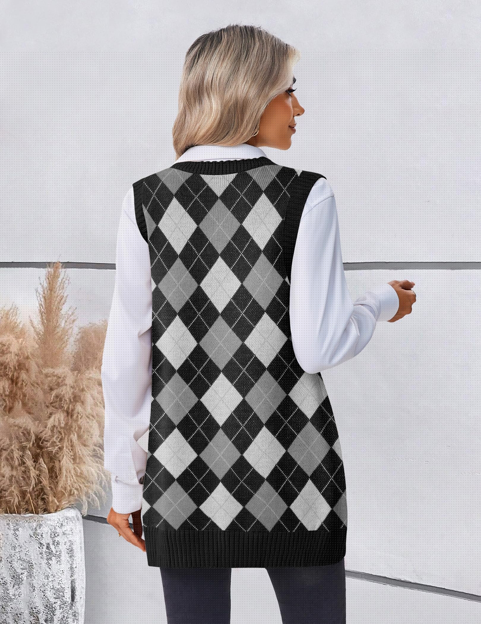 thumbnail image 4 of Zeagoo Women's Sweater Vest Oversized Sleeveless V Neck Pullovers with Pocket Knitted Fall Trendy, 4 of 6