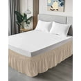 thumbnail image 4 of Solid Color Bed Skirt King Size 18" Drop Light Khaki Ruffled Wrap Around Bed Skirts Adjustable Elastic Bedskirt Dust Ruffle for King Size Bed, 4 of 7
