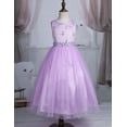 thumbnail image 6 of Kaerm Girls Glitter Lace Flower Girl Dress Princess Wedding Bridesmaid Pageant Party Fairy Dress Lavender 4, 6 of 7