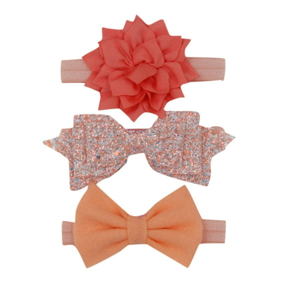 HIPYLO 3Pcs Baby Girl Headbands Handmade Sequin Bowknot Flower Boutique Headband Soft Stretch Hairband for Infant Toddler Kids 3-piece Headwraps Set