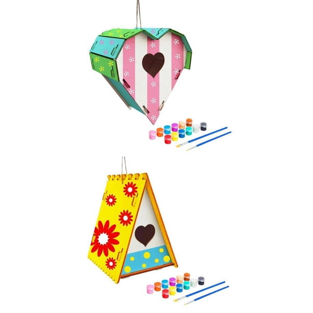 2 Casas De Pájaros De Madera Para Niñas Y Niños, Casa De Pájaros De Madera Sin Terminar DIY shamjiam kits de construcción para niños