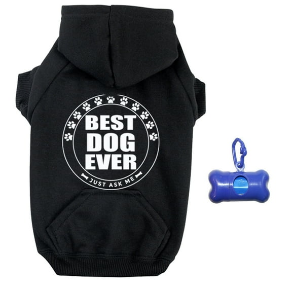 Best Dog Ever Zippered Dog Hoodie and Poop Bag Holder Bundle Set
